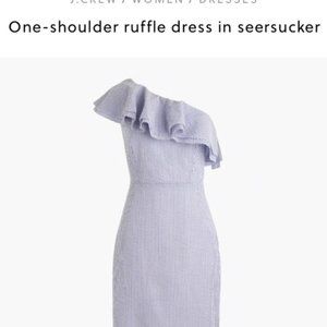J.Crew Seersucker One Shoulder Ruffle Mini dress